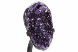 Amethyst Geode w/ Calcite on Metal Stand - Uruguay #306892-2